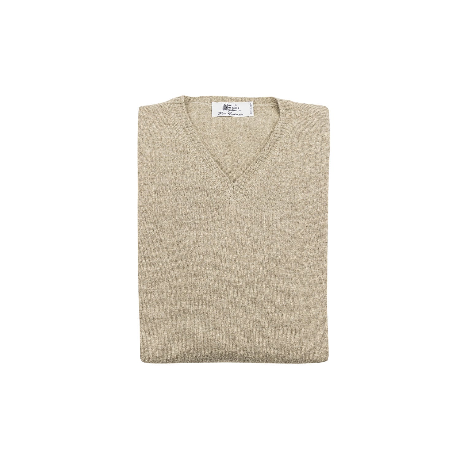 Women's Italian cashmere V-neck with high cuffs in periwinkle